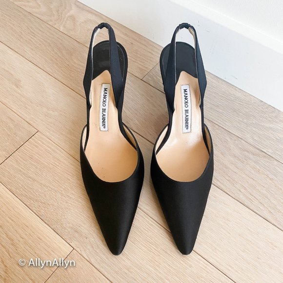 Manolo Blahnik Shoes - Satin Manolo Blanik Classic Carolyne Heels Size 38